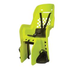 Polisport Joy FF baby carrier on luggage rack (neon yellow)