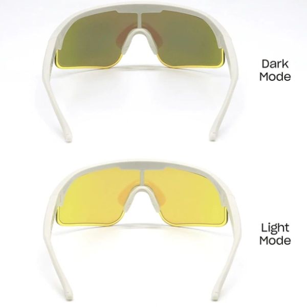Povec electrochromic glasses, green lenses, white frames.