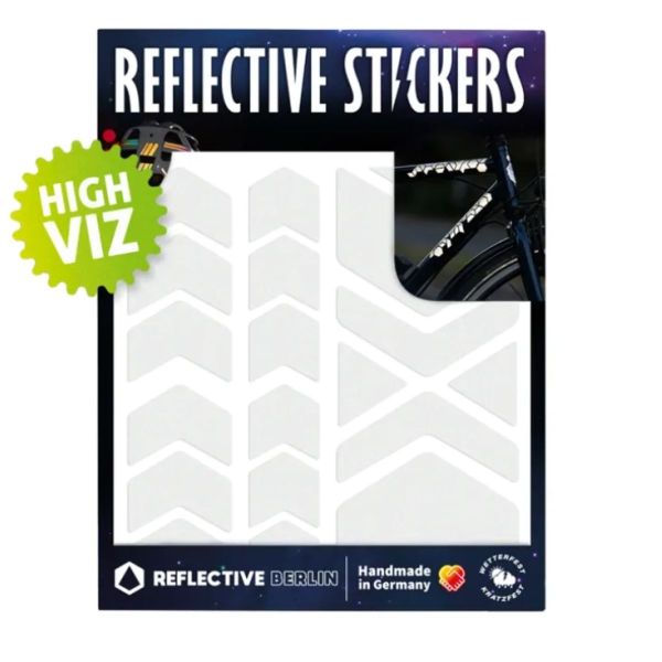 Reflective Berlin high-visibility stickers for bikes and helmets