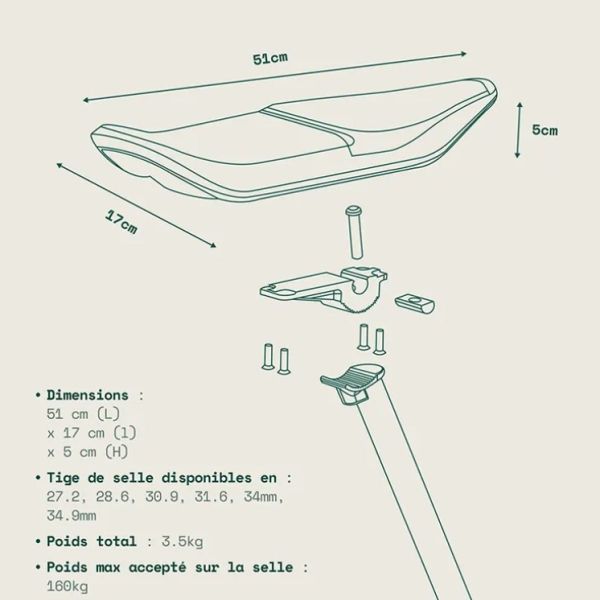 Selle Jallot City brown two-person saddle, 30.9mm diameter (footrests included) (copie)