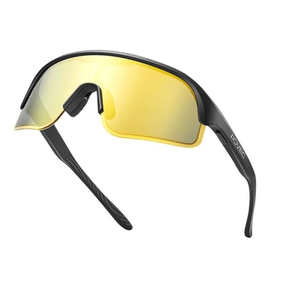 Povec electrochromic glasses, gold lenses, black frames