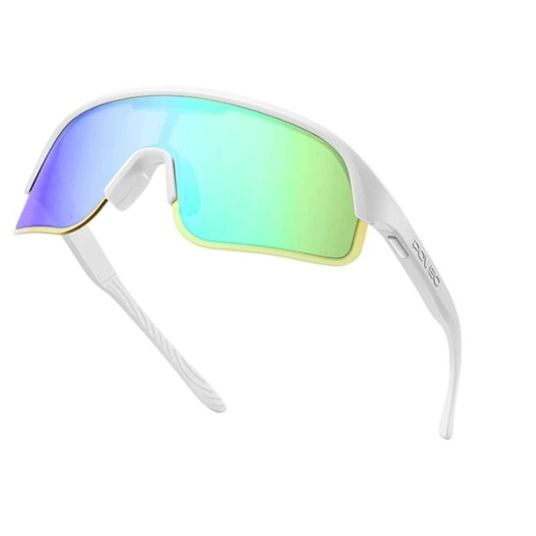 Povec electrochromic glasses, green lenses, white frames.